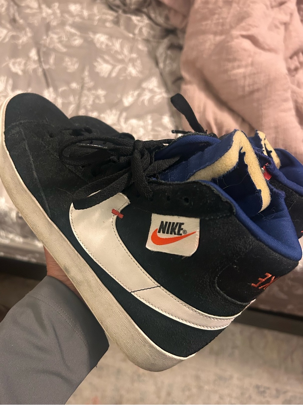 Nike Kids High-Top Sneakers in Black, White & Blue